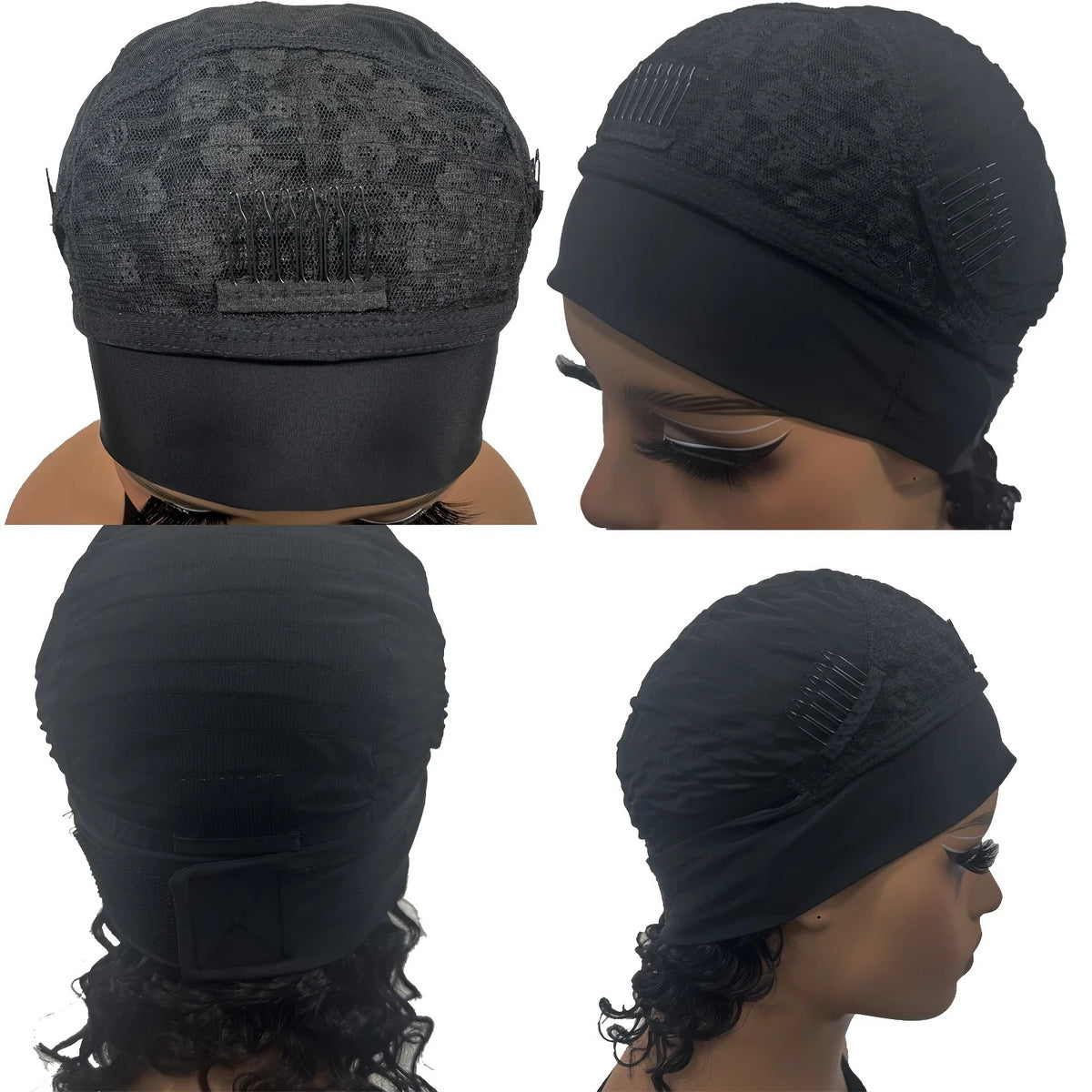 Deep wave headband wig human hair curly bob, full machine-made natural black wig for women