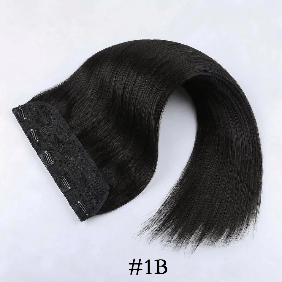 Brazilian natural straight Remy human hair one-piece clip-in extension with invisible seamless clips