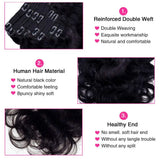Body wave Brazilian human hair clip-in extensions, 8-piece double weft set in black-brown #1B