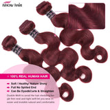 99J Burgundy Body Wave Human Hair Extensions with 4x4 Lace Closure And 5x5 Lace Closure Remy Hair Bundles for Women