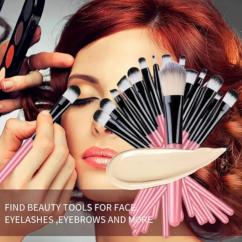 HSF Marketplace synthetic makeup brush set with kabuki, foundation, concealer, powder, blush, blending, and eye brushes