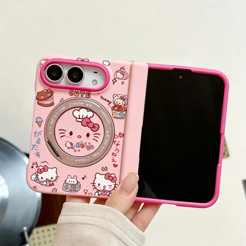 Cute pink cat iPhone case with MagSafe stand by HSF Marketplace