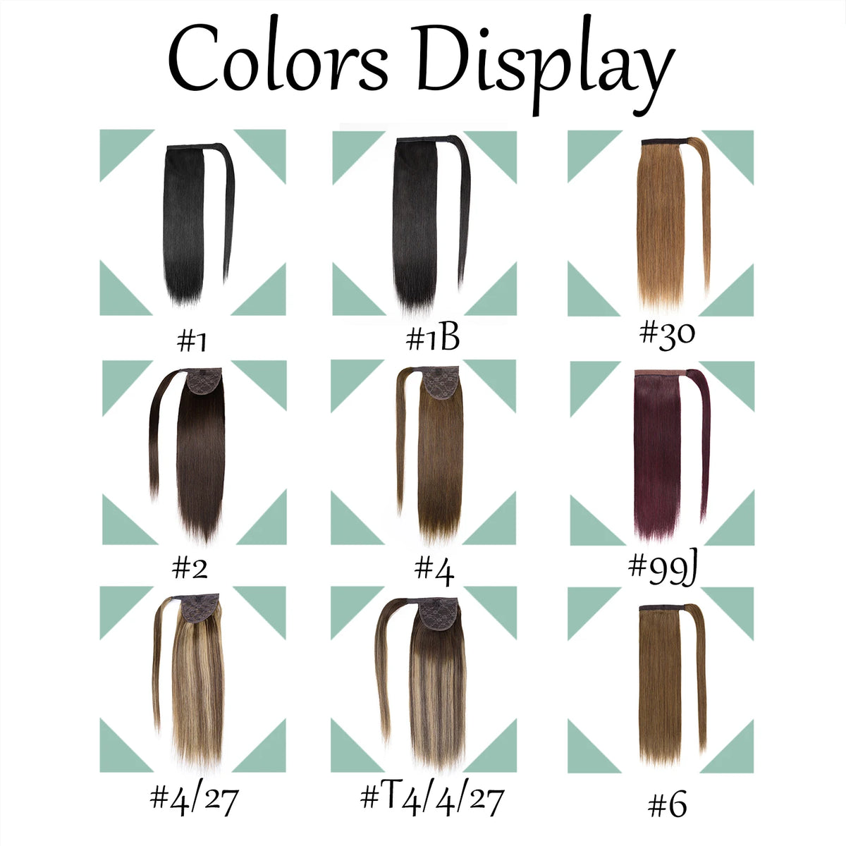 Straight human hair wrap-around ponytail extension with clip for women, shown in a sleek ponytail style