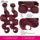 99J Burgundy Body Wave Human Hair Extensions with 4x4 Lace Closure And 5x5 Lace Closure Remy Hair Bundles for Women