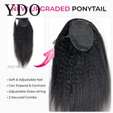 Kinky Straight Ponytail With InvisiFit Strap Drawstrings 100% Human Hair Extension Ponytail Wear Go Natural Black For Women