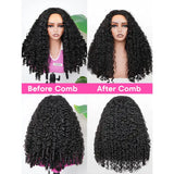 Burmese curly human hair half wig with drawstring, seamless clips, glueless design, ready-to-wear 3-in-1 wig by HSF Marketplace