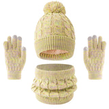 Kids winter hat scarf gloves set by HSF Marketplace, warm knit beanie with pom pom and matching accessories