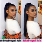26-inch straight clip-in drawstring ponytail extension in natural color Brazilian Remy human hair