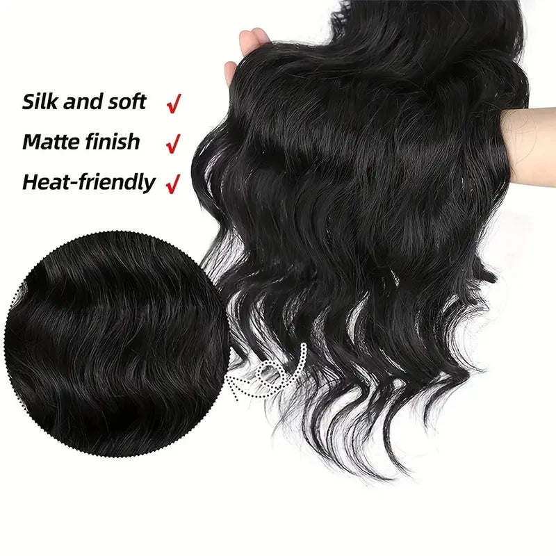 HSF Marketplace Brazilian Remy body wave human hair drawstring clip-in ponytail, natural color