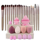 HSF Marketplace premium synthetic makeup brush set with kabuki, foundation, concealer, powder, blush, and eye brushes