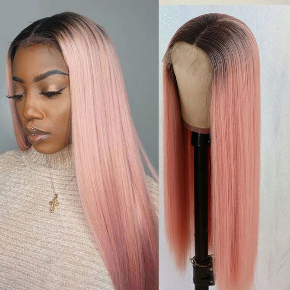 Rebecca bone straight 13x6 lace front human hair wig with transparent lace and lace part by HSF Marketplace
