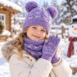 Kids winter hat scarf gloves set by HSF Marketplace, warm knit beanie with pom pom and coordinating accessories
