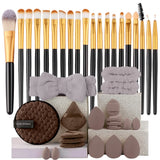 HSF Marketplace makeup brushes set with synthetic kabuki foundation, concealer, powder, blush, blending, and eye brushes