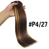 Brown Brazilian human hair clip-in extensions, straight seamless full-head unprocessed hair extensions by HSF Marketplace