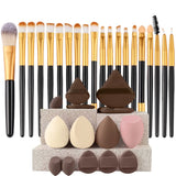 Premium synthetic kabuki makeup brushes set for foundation, concealer, powder, blush, blending, and eye shadow