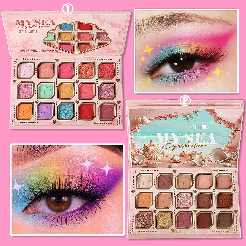HSF Marketplace s.f.r Color MY SEA eyeshadow palette with matte and shimmer ocean beach seashell shades