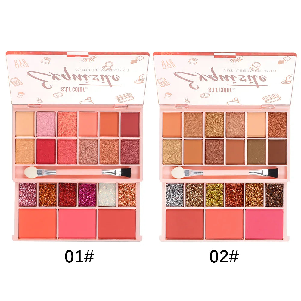 HSF Marketplace S.f.r Color multi-use makeup kit with eyeshadow, blush powder, matte shimmer and glitter shades