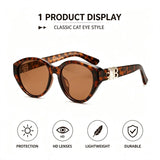 Women’s tortoiseshell leopard cat eye sunglasses with double-B metal logo and UV400 lenses by HSF Marketplace