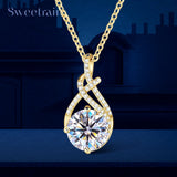 Brilliant 2-3CT moissanite pendant necklace in 925 silver with 14k gold plating, elegant jewelry for women and female accessories.