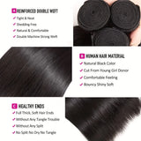 Straight Brazilian Human Hair 3 Bundles with 13x4 Frontal 100%  Virgin Hair Natural Hairline Straight Bundles with 4x4 Closure