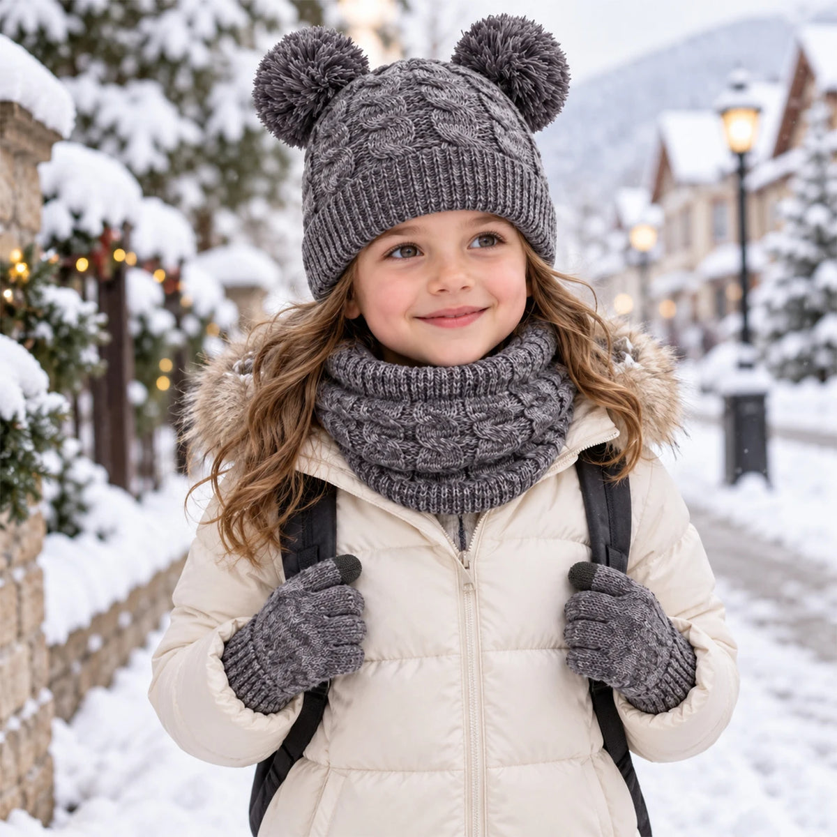 Kids winter set with warm cotton beanie, scarf, and gloves by HSF Marketplace