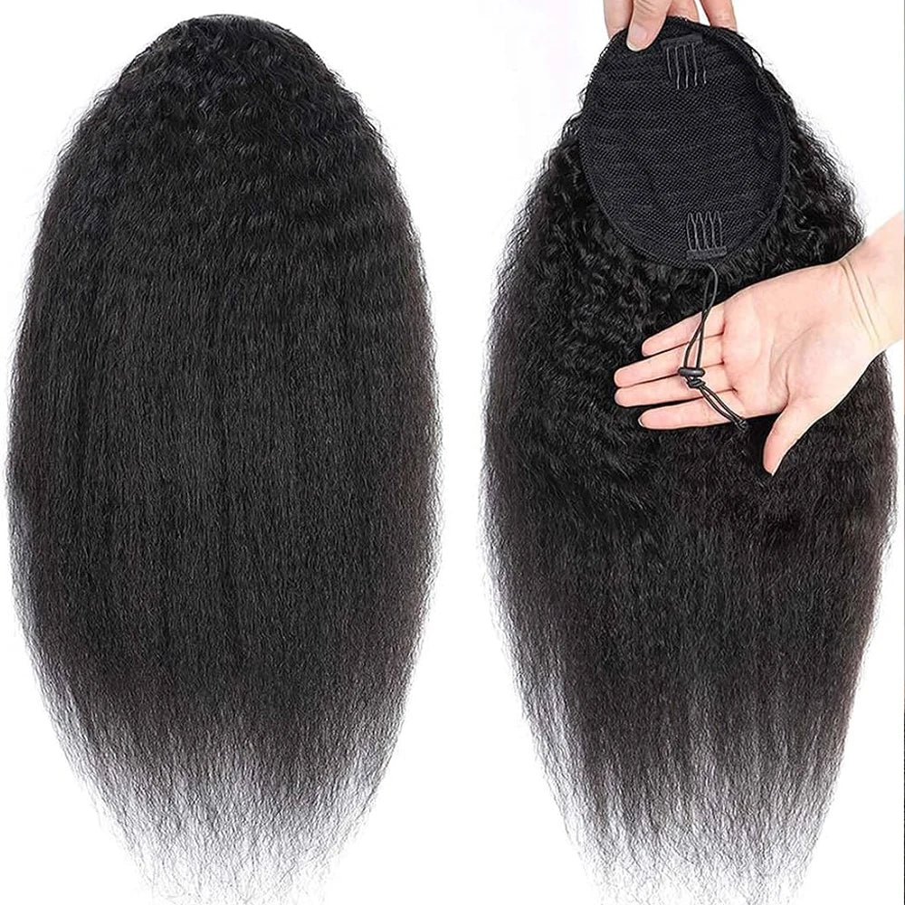 Kinky Straight Ponytail Drawstring Human Hair Extensions Vietnamese Raw 100% Human Hair Clip In For Women Ponytail Natural Hair