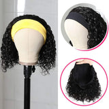 Deep wave headband wig, curly bob, 100% human hair, full machine-made, natural black by HSF Marketplace
