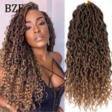 Ombre Goddess Faux Locs crochet hair by HSF Marketplace, 18-inch river locs with curly ends and synthetic braiding texture.