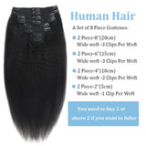 Kinky straight clip-in human hair extensions, natural Brazilian Remy hair, 8-piece set for women
