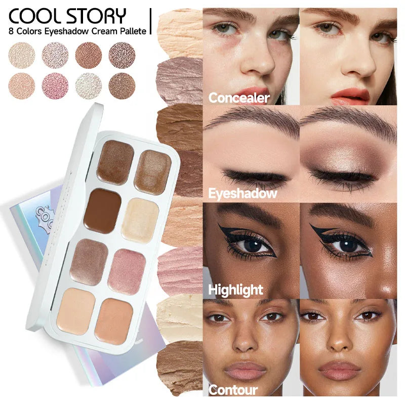 HSF Marketplace 8-color shimmer eyeshadow palette with high-pigment shades for dimensional eye makeup