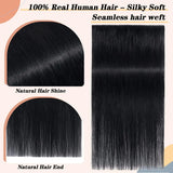 Brazilian straight Remy human hair one-piece clip-in extension in natural black from HSF Marketplace