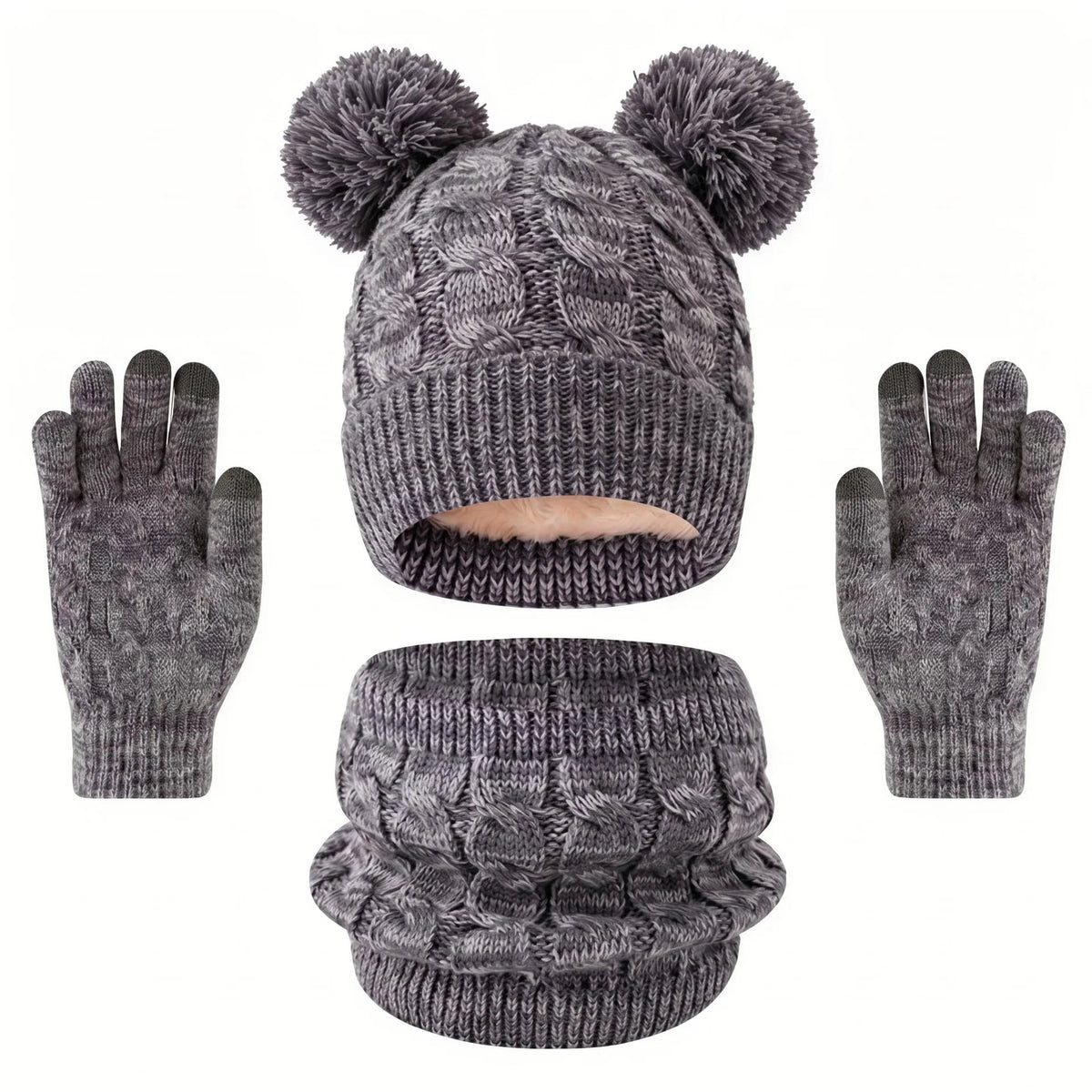 Kids winter set with warm cotton beanie, scarf and gloves by HSF Marketplace
