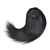 Natural black virgin human hair drawstring straight ponytail extension for women
