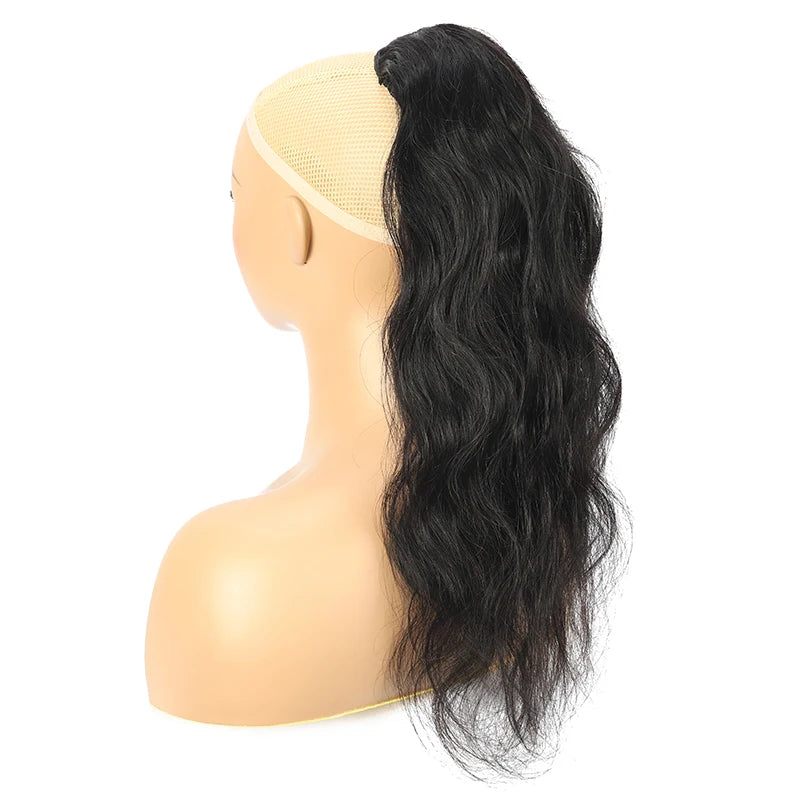 Brazilian Remy human hair body wave drawstring ponytail clip-in, natural color by HSF Marketplace