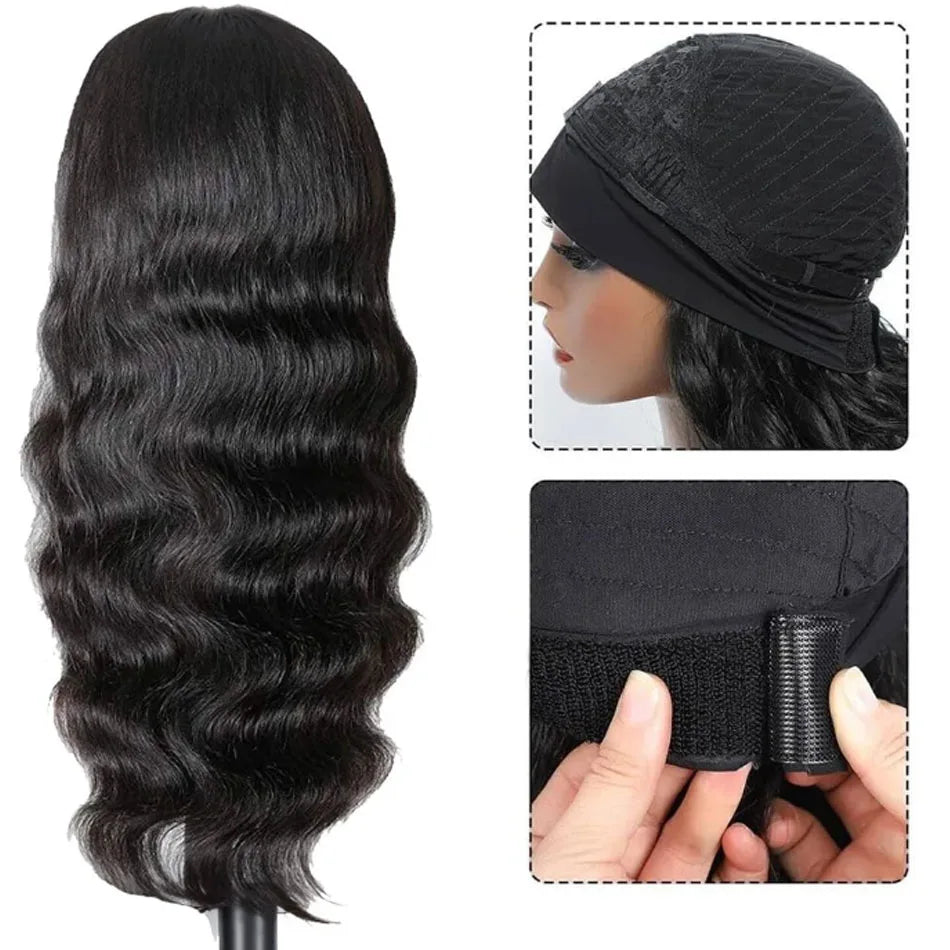 30-inch Brazilian body wave headband wig, 250-density virgin human hair wig for Black women