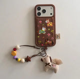 Embroidered Three Ponies phone case for iPhone 17 and 16 Pro by HSF Marketplace