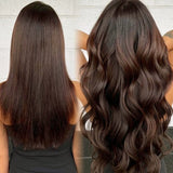 #4/27 Brazilian straight human hair clip-in extensions, natural color, 16–26 inches; HSF Marketplace brand