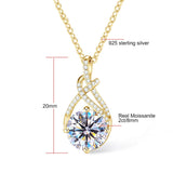 Brilliant 2-3CT moissanite pendant necklace in 925 sterling silver with 14k gold plating, elegant jewelry for women.