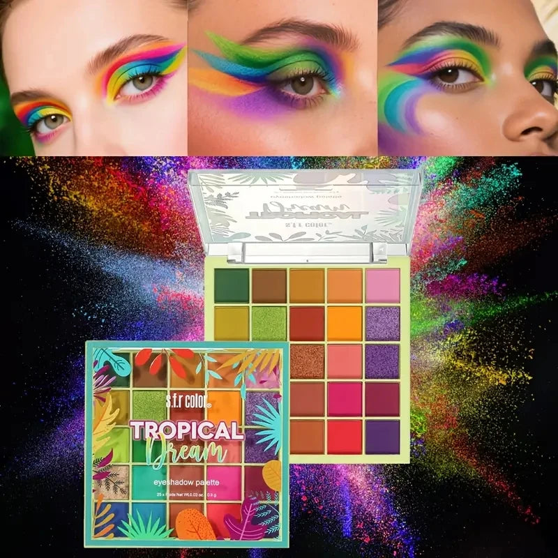 s.f.r Tropical Dream Bright Eyeshadow Palette with 25 matte and glitter colorful shades for eye makeup