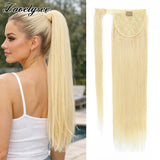 Straight Brazilian Remy human hair wrap-around clip-in ponytail extension, 200 grams, 18–28 inches
