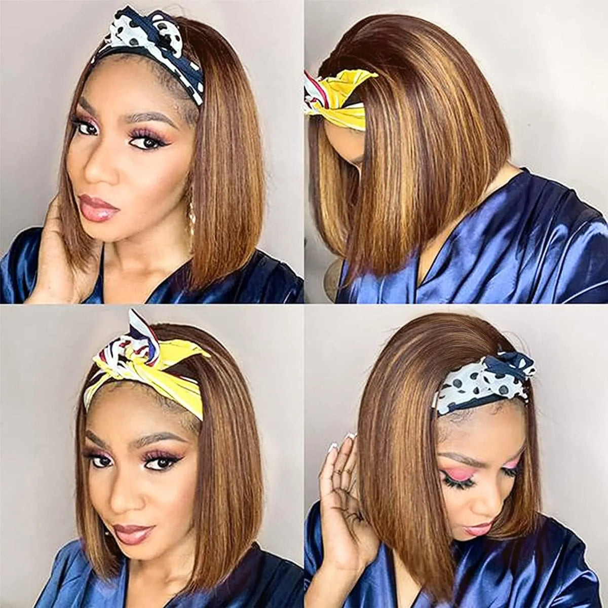 Short straight bob headband wig, 180% density human hair wig for women by HSF Marketplace