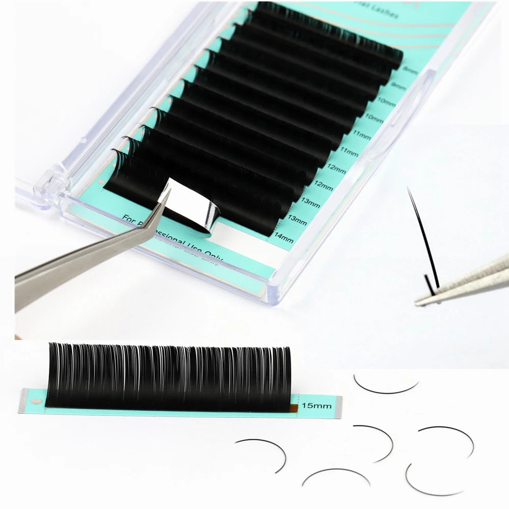 RUJADE Ellipse Flat Lashes 0.15 0.20 Faux Mink Professional Eyelash C/CC/D Split-Tips Natural Super Soft Flat Eyelash Extensions