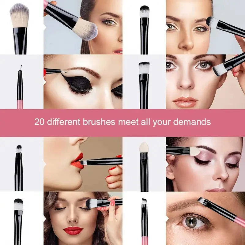HSF Marketplace premium synthetic makeup brush set with kabuki, foundation, concealer, powder, blush and blending brushes