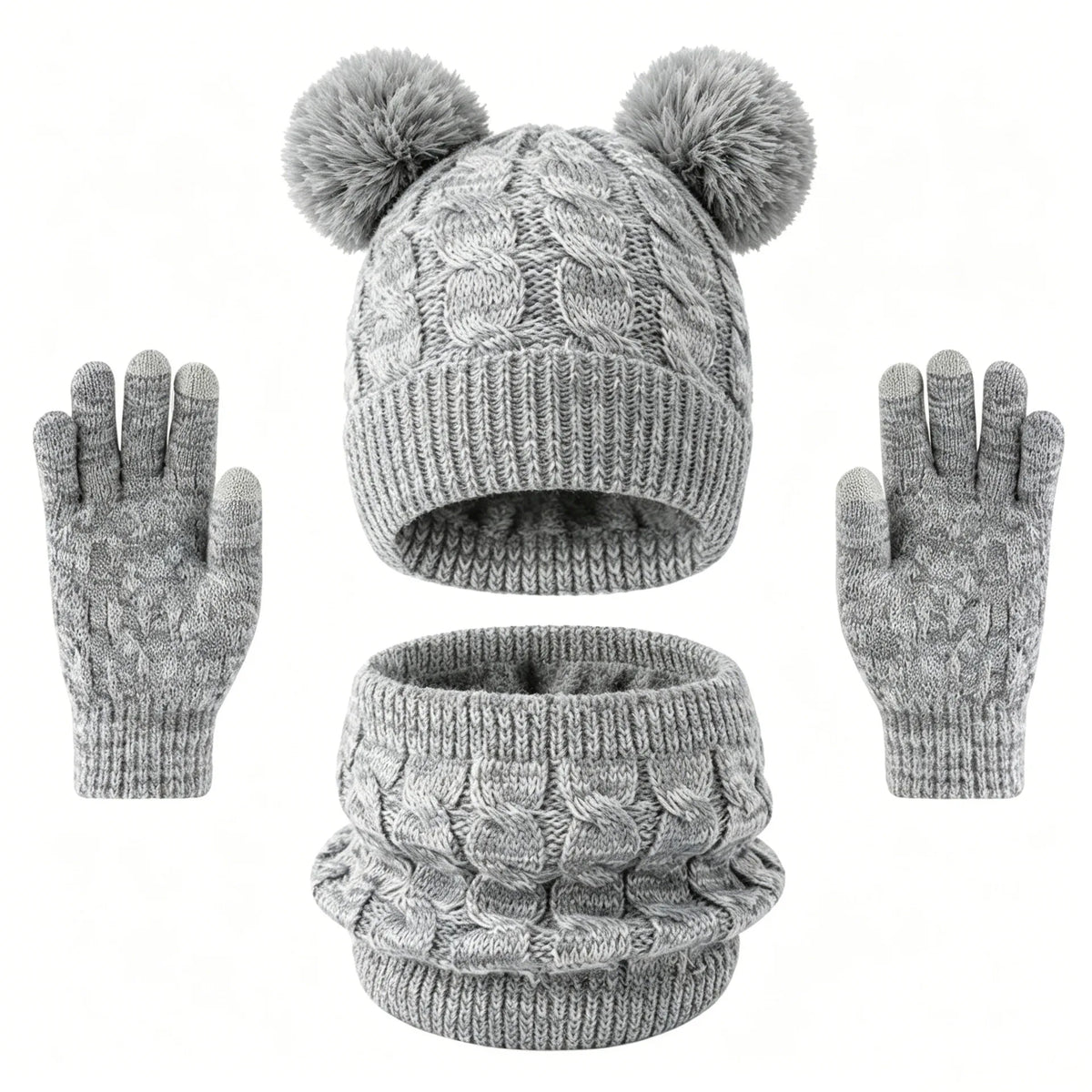 Kids winter set with warm cotton beanie, scarf, and gloves by HSF Marketplace