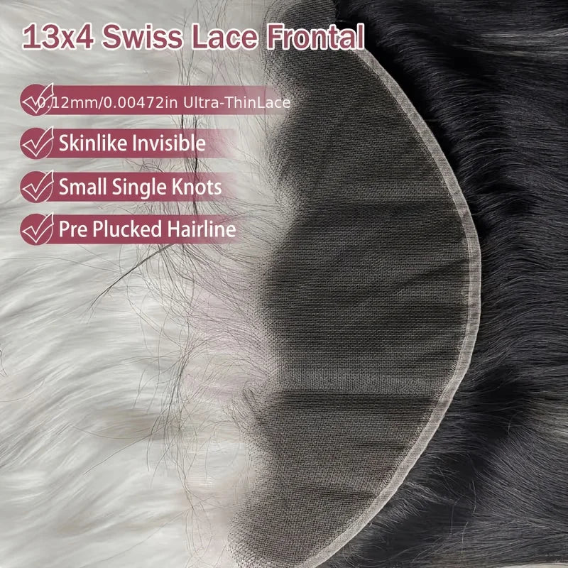 Straight Bundle with Frontal 100% Unprocessed Brazilian Virgin Human Hair Weave 3 Bundles with 13x4 Lace Frontal Straight Bundle