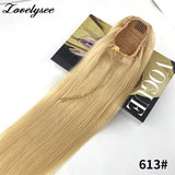 14-18 inch straight Brazilian human hair drawstring ponytail extension with clip-in attachment