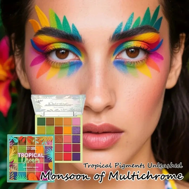 HSF Marketplace Tropical Dream Bright Eyeshadow Palette with 25 matte and glitter colorful shades