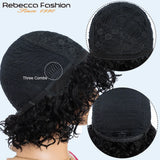 Rebecca 10-inch Remy Brazilian human hair wig with curly water wave texture in 1B #4 ombre style
