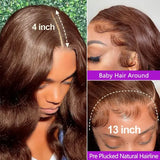 Body Wave Chocolate Brown Lace Front Wigs Human Hair Pre Plucked Brazilian Brown Virgin Hair Glueless HD Frontal Wig For Women