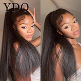 Kinky Straight Ponytail With InvisiFit Strap Drawstrings 100% Human Hair Extension Ponytail Wear Go Natural Black For Women